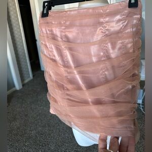 Do + Be Satin, chiffon mini skirt in size small
Elegant Pink Layered Skirt